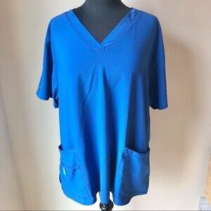 CARHARTT Scrub Top Bright Blue Cross-Flex Women's V-Neck Media Top